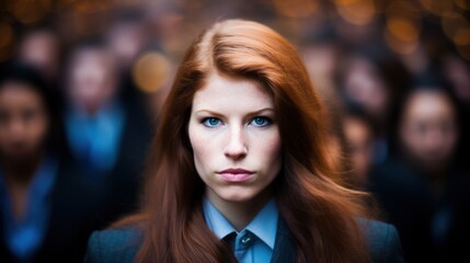 Fototapeta premium a woman with red hair and blue eyes