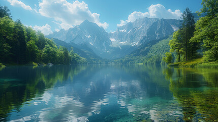 Jasna lake with beautiful reflections of the mountains.