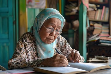 an Indonesian older female working civil servant teacher