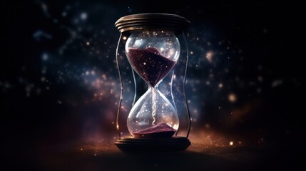 a sand clock with a black background