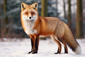 a fox standing in the snow
