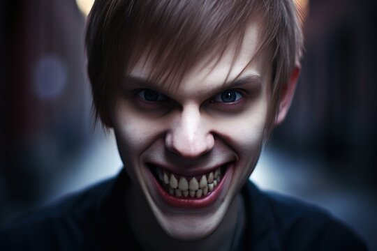 a man with a scary smile