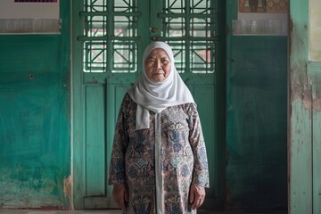 an Indonesian older female working civil servant teacher