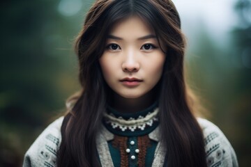 Obraz premium a woman with long hair looking at the camera