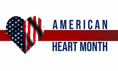 Fototapeta na wymiar National american heart month in February. American flag and heart concept design. For banner, flyer, poster and social medial and hospital use. Vector illustration.