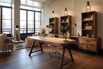 Repurposed Luxury: Antique Wood and Modern Design in Workspace Apartments