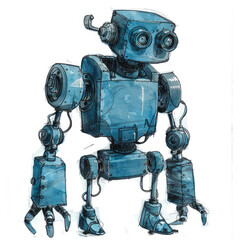 Enchanting Frost Blue Industrial Robot Sketch
