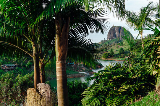 Nature landscape with Penon Guatape, Colombia travel