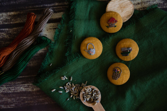 Hand sewn buttons