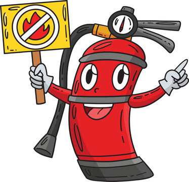 Firefighter Fire Extinguisher Cartoon Clipart 