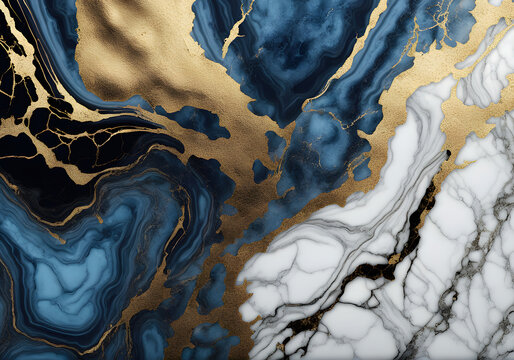 High-end elegance: Gold splashes on white and green luxury background marble texture
