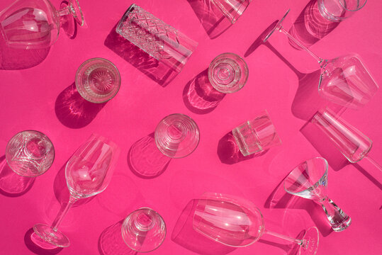 Collection of elegant alcohol drink glasses