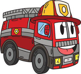 Firefighter Truck Toy Cartoon Colored Clipart 