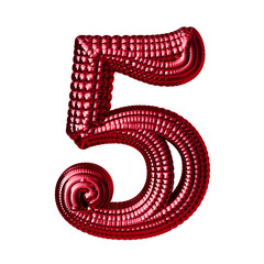 Symbol made of red spheres. number 5