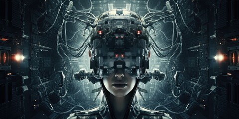 High technology dystopia, mind control, fascism, dark ages, concept - obrazy, fototapety, plakaty