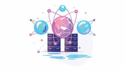 Data science atom around of server icon silhouette i