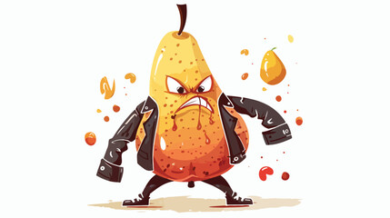 Drawing a bad pear. rebellious  radical pear with ey - obrazy, fototapety, plakaty