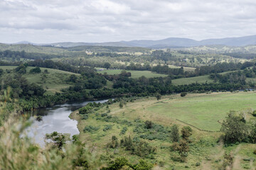 landscape with river and mountains