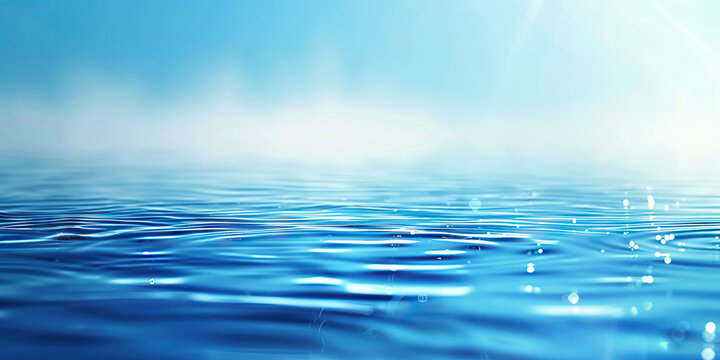 Azure Tranquility Macro Background. A serene close-up of a tranquil lake, with calm waters reflecting the clear blue sky, invoking a sense of peace and serenity