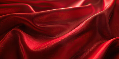 Scarlet Symphony Macro Background. A dramatic close-up of scarlet red velvet curtains, with luxurious folds and rich textures, setting the stage for an unforgettable performance