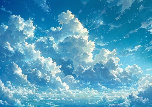 an image of the blue sky with some clouds, in the style of photo-realistic landscapes, simple, lightbox, stylish. Generative AI