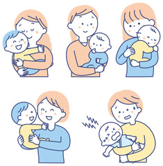 赤ちゃんを抱っこする若いお母さん