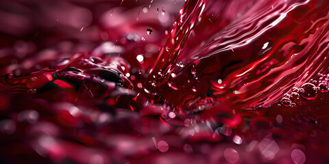 Crimson Cascade Macro Background. A dramatic close-up of cascading red wine pouring into a crystal glass, capturing the rich texture and deep hue, symbolizing indulgence and luxury.