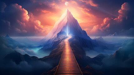 3D rendering of road to success concept - obrazy, fototapety, plakaty