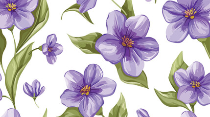 Floral pattern cartoon violet seamless flowers on wh