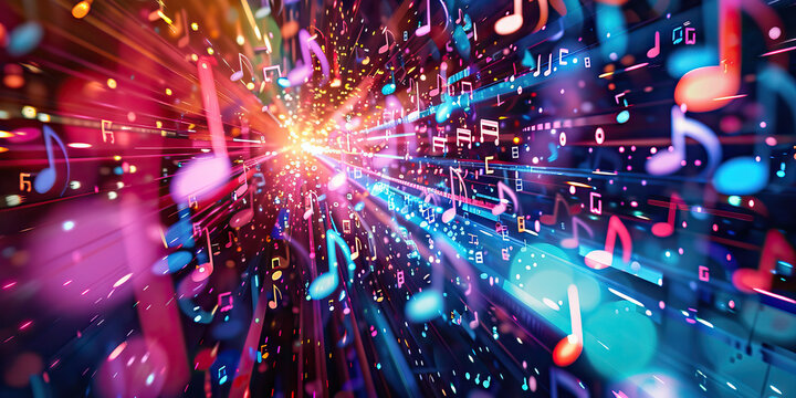 Music industry evolution background. Data visualization of streaming music trends, artist royalties, and music consumption habits. Music industry analysis concept