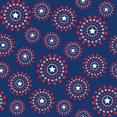 Seamless 4th Of July Pattern On White Background