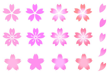 桜の花　素材　アイコン　あしらい　飾り　パーツ　シンプル　花びら　和風　年賀