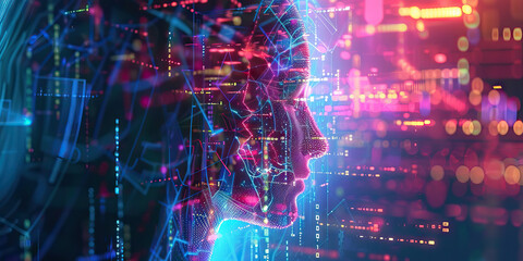 Artificial intelligence impact background. Chart showing the integration of AI in various industries, from healthcare to finance. AI revolution concept