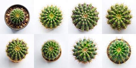 cactus top view plant isolated on white background for design collection - obrazy, fototapety, plakaty