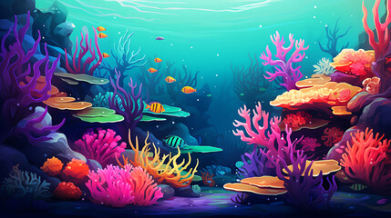 Fototapeta na wymiar A vector image of a colorful coral reef.
