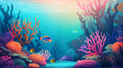 Obraz na płótnie Canvas A vector image of a colorful coral reef.