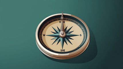 A vector image of a compass pointing north.
