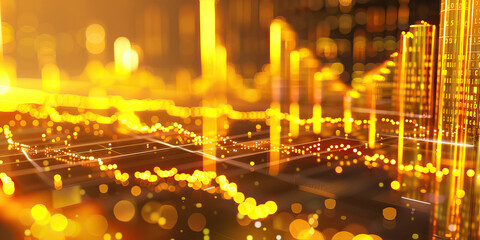 Naklejka premium Commodity market trends background. Graph showing price movements of commodities like gold, oil, and agriculture. Economic indicators concept.