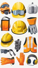 Illustration of safety equipment in a workplace, emphasizing the importance of personal protection