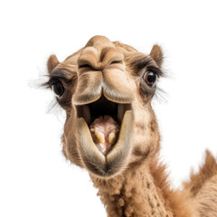 Camel's startled facial expressionisolated on transparent background, element remove background, element for design - animal, wildlife, animal themes