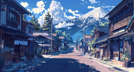 an anime of a street