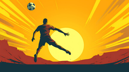 Fototapeta na wymiar A vector image of a soccer player scoring a goal.