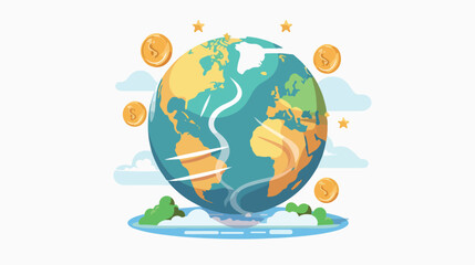 Global planet with economy icon vector illustration
