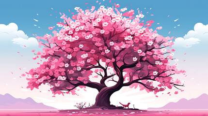 Obraz na płótnie Canvas A vector representation of a blossoming cherry blossom tree.
