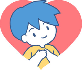 Joyful Heart: Boy Embracing Happiness Vector Art
