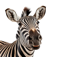 Fototapeta na wymiar zebra's startled facial expressionisolated on transparent background, element remove background, element for design - animal, wildlife, animal themes