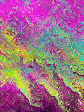 Melted colorful vibrant veins of thin single leaf.