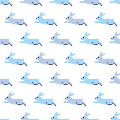 Joyful Pastel Bunny Parade in Motion Pattern