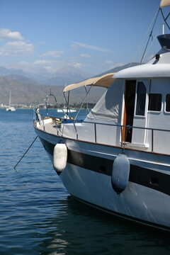 Serene Yacht Moored in Coastal Waters