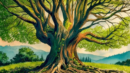 Old Oak Tree -- images - drawing - photo - sketch - painting - art